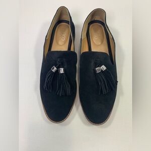 Franco Sarto Hadden Loafers Black Suede Leather Shoes Women's Size 8M